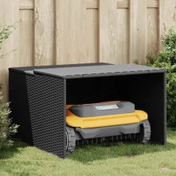 vidaXL Garage voor robotmaaier 86x90x52/57 cm poly rattan zwart