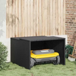 vidaXL Garage voor robotmaaier 86x90x52/57 cm poly rattan zwart