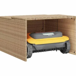 vidaXL Garage voor robotmaaier 86x90x52/57 cm poly rattan beige