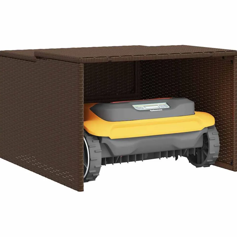 vidaXL Garage voor robotmaaier 86x90x52/57 cm poly rattan bruin