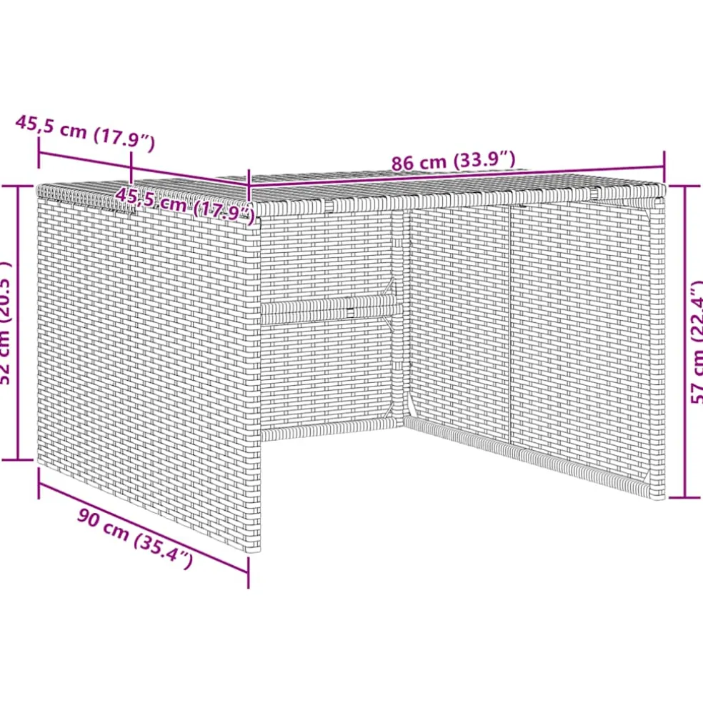 vidaXL Garage voor robotmaaier 86x90x52/57 cm poly rattan bruin