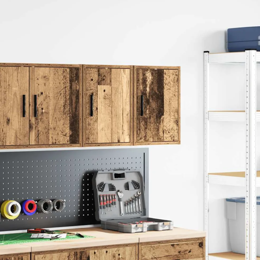 vidaXL Garage wandkasten 2 st bewerkt hout oud hout