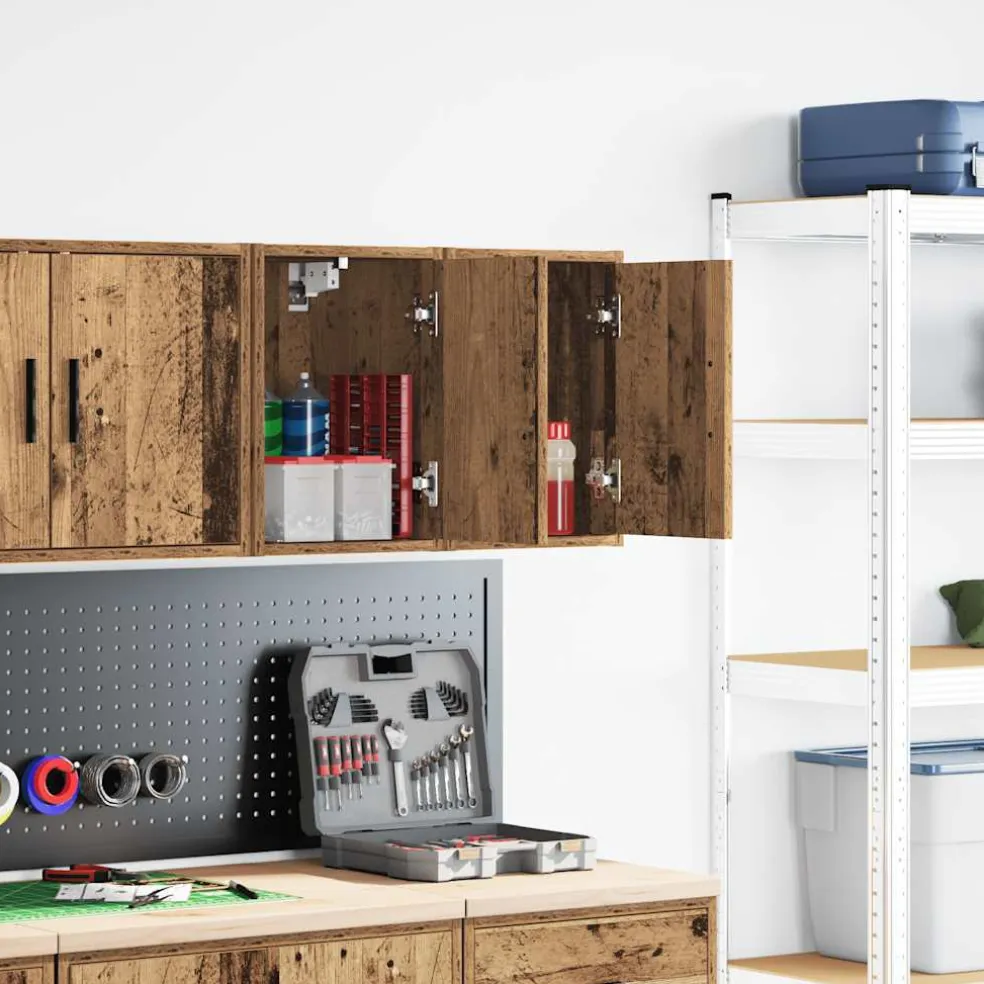 vidaXL Garage wandkasten 2 st bewerkt hout oud hout