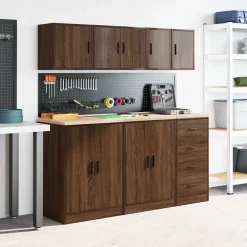 vidaXL Garagewandkasten 2 st spaanplaat bruin eiken