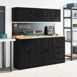 vidaXL Garagewandkasten 2 st spaanplaat zwart