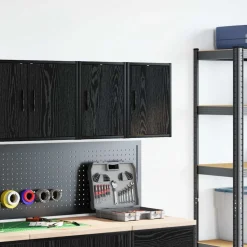 vidaXL Garagewandkasten 2 st spaanplaat zwart