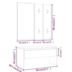vidaXL Garderobe set bewerkt hout sonoma eiken