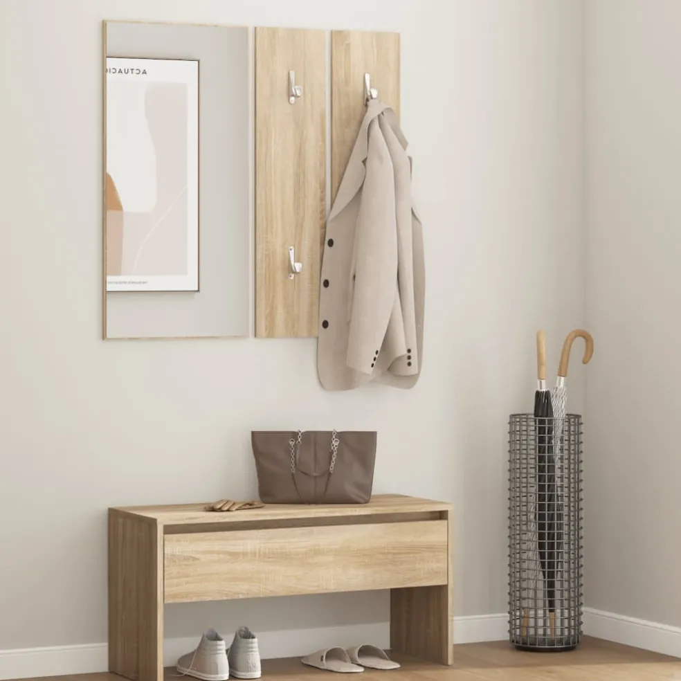 vidaXL Garderobe set bewerkt hout sonoma eiken