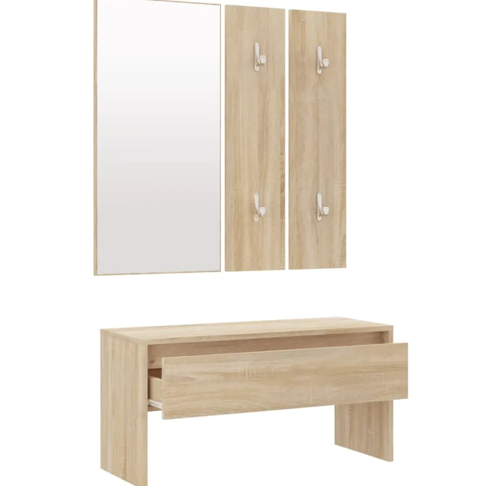 vidaXL Garderobe set bewerkt hout sonoma eiken