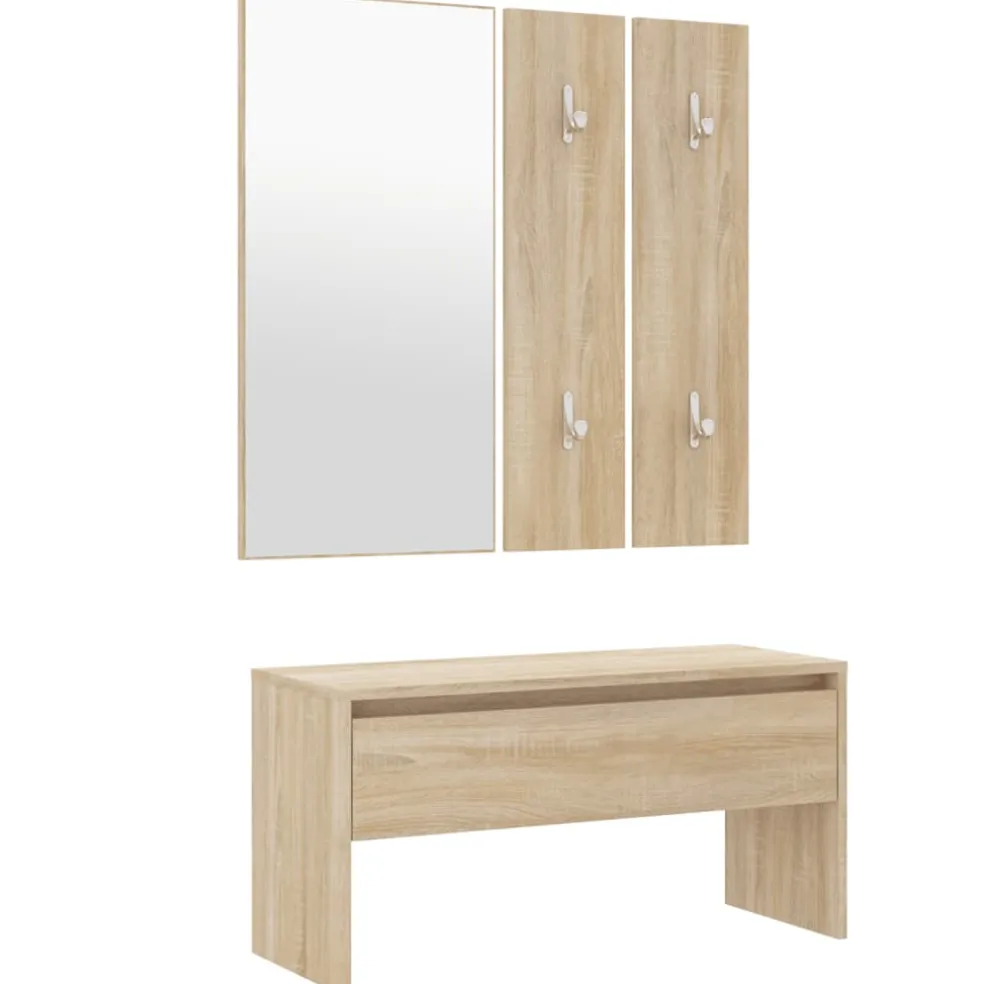 vidaXL Garderobe set bewerkt hout sonoma eiken