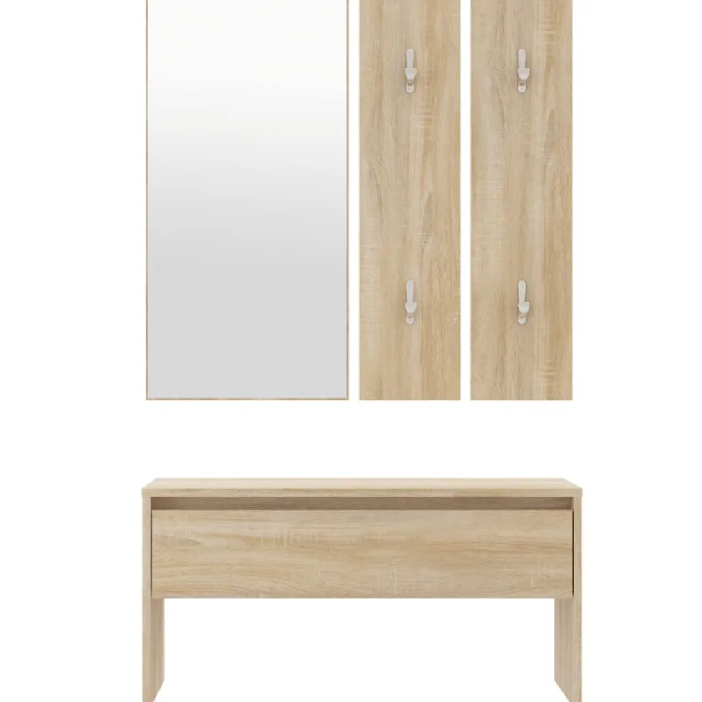 vidaXL Garderobe set bewerkt hout sonoma eiken