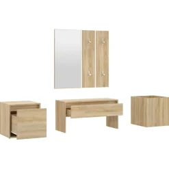 vidaXL Garderobe set bewerkt hout sonoma eikenkleurig