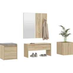 vidaXL Garderobe set bewerkt hout sonoma eikenkleurig