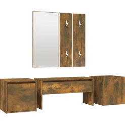 vidaXL Garderobe set bewerkt hout gerookt eikenkleurig