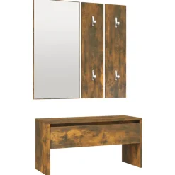 vidaXL Garderobe set bewerkt hout gerookt eikenkleurig