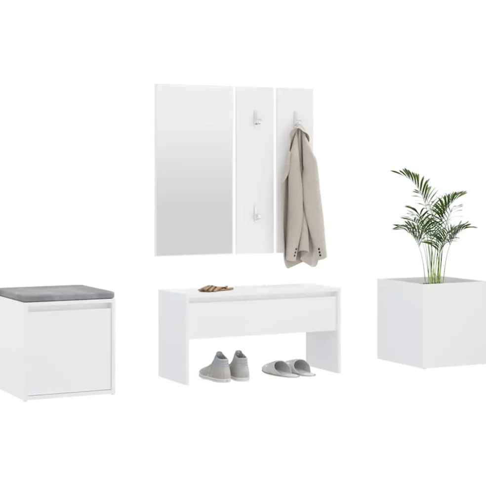 vidaXL Garderobe set bewerkt hout wit
