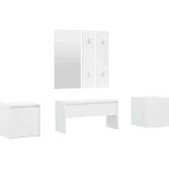 vidaXL Garderobe set bewerkt hout wit