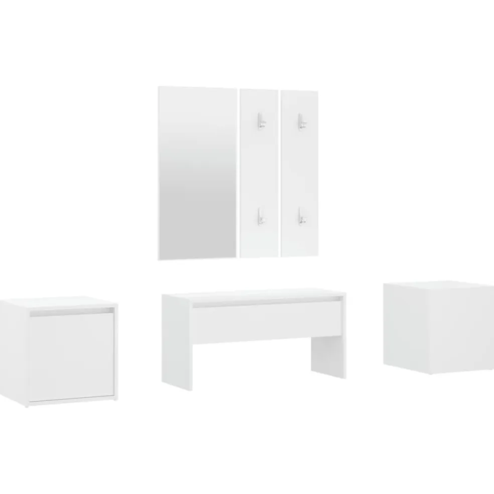 vidaXL Garderobe set bewerkt hout wit