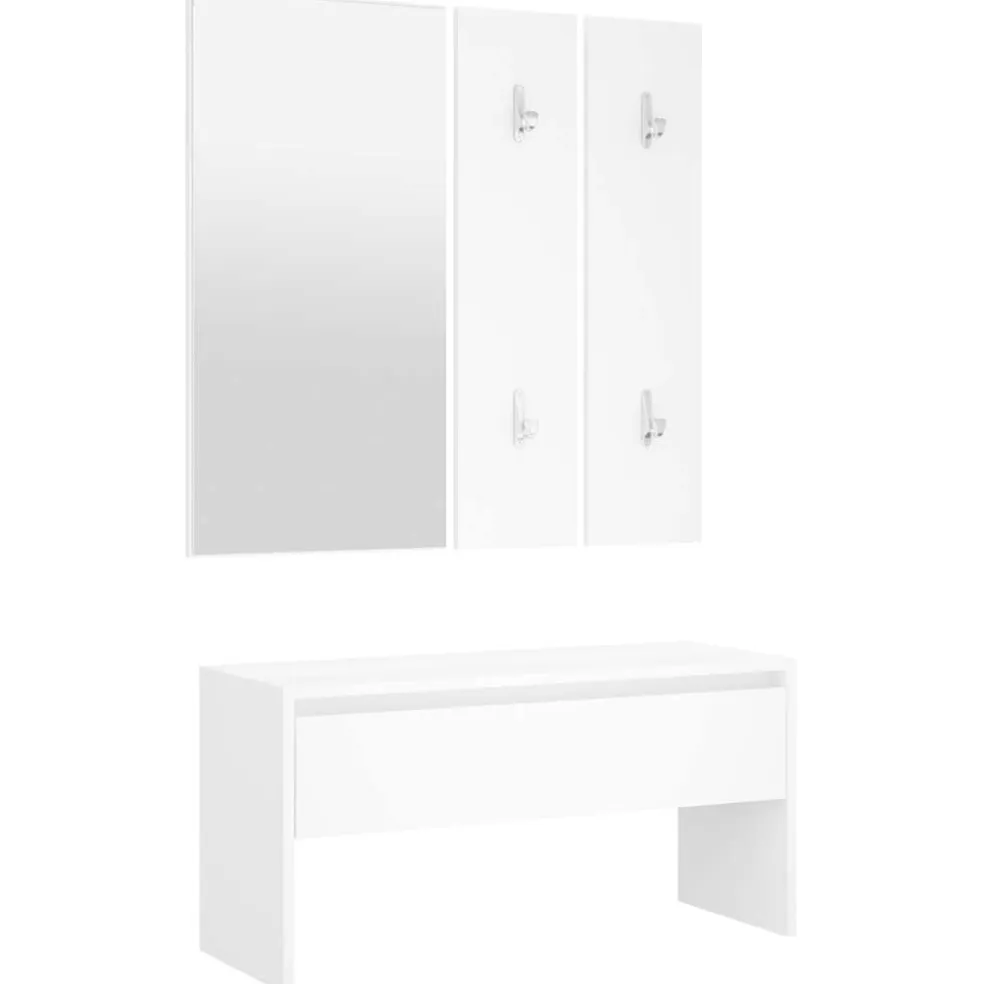 vidaXL Garderobe set bewerkt hout wit