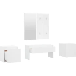 vidaXL Garderobe set bewerkt hout wit