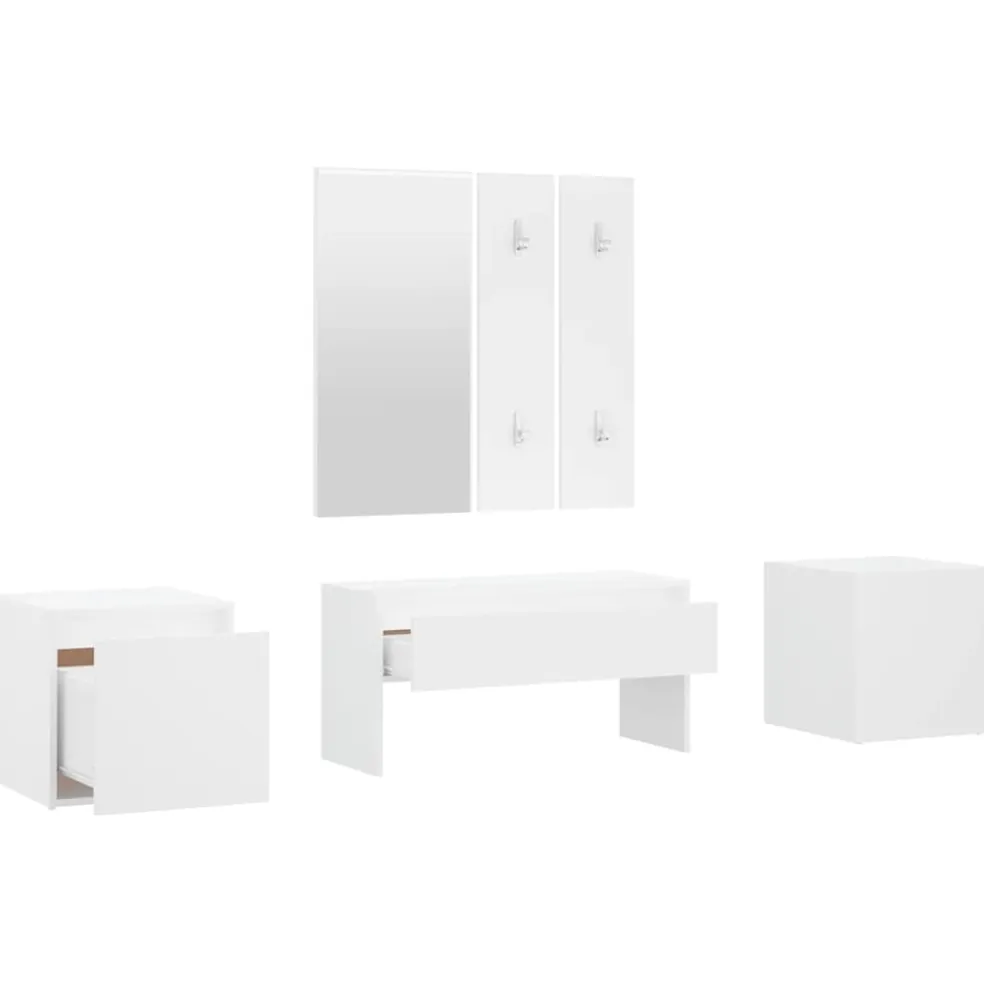vidaXL Garderobe set bewerkt hout wit