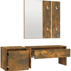 vidaXL Garderobe set bewerkt hout gerookt eikenkleurig
