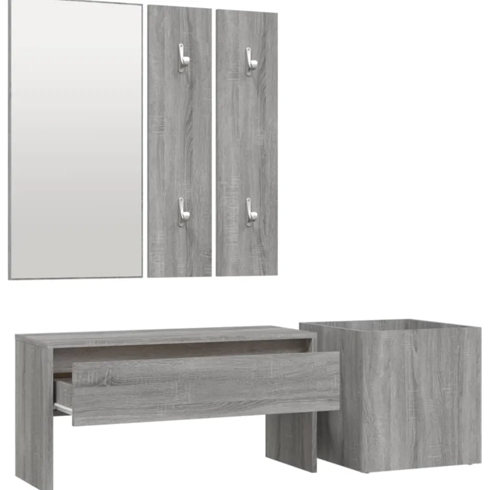 vidaXL Garderobe set bewerkt hout grijs sonoma eikenkleurig