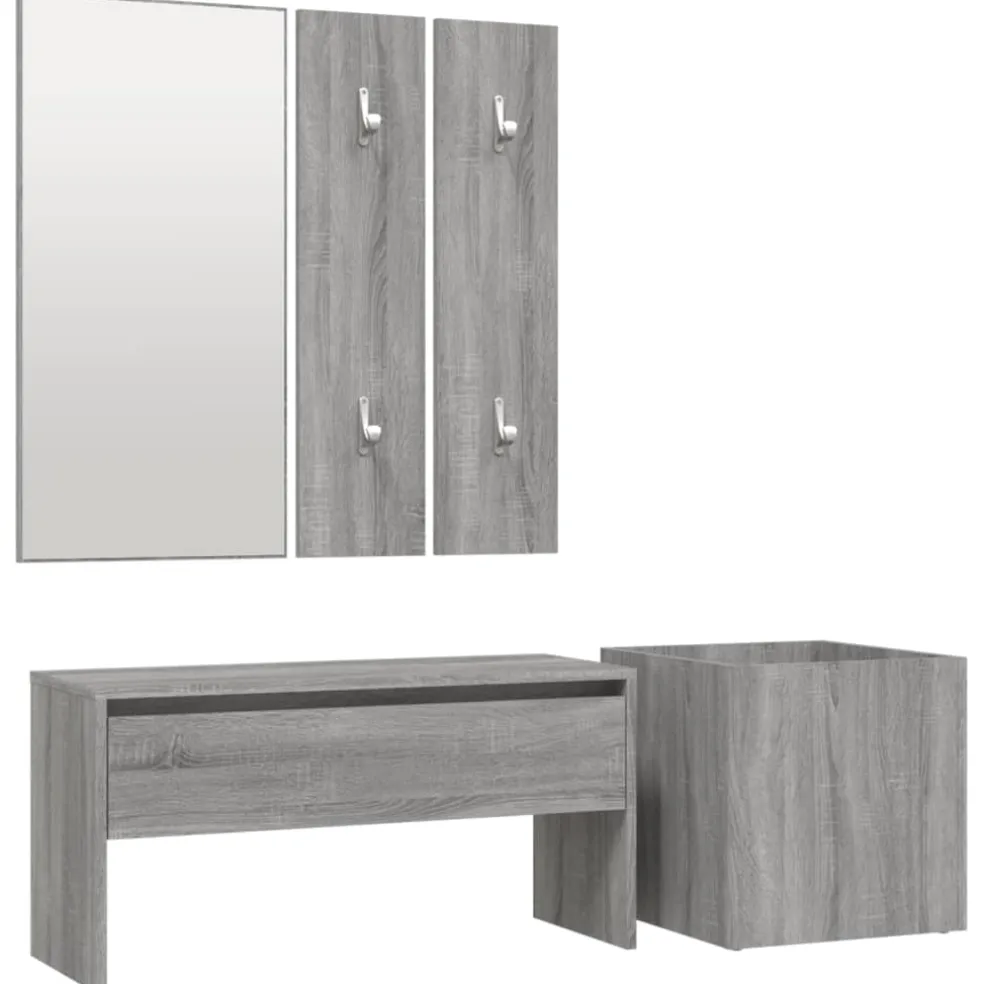 vidaXL Garderobe set bewerkt hout grijs sonoma eikenkleurig