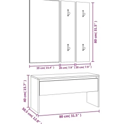 vidaXL Garderobe set bewerkt hout grijs sonoma eikenkleurig