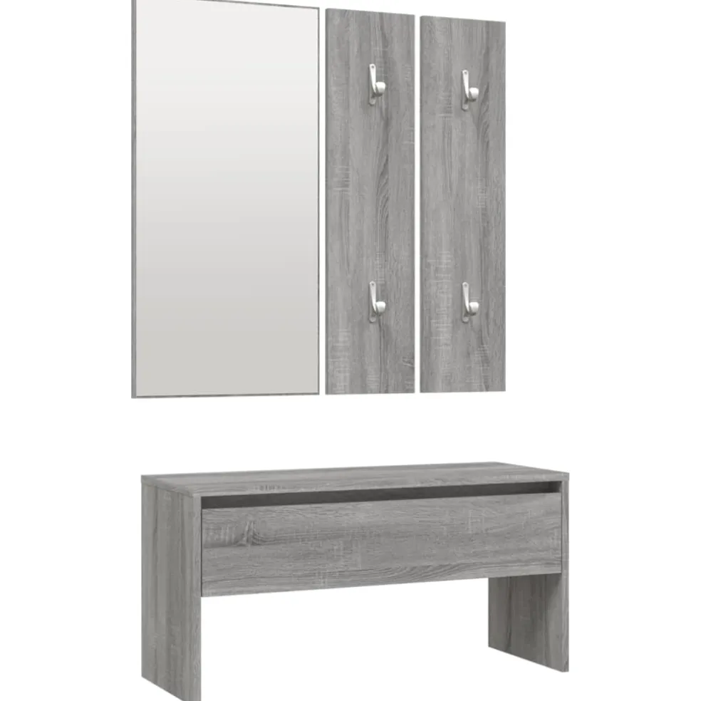 vidaXL Garderobe set bewerkt hout grijs sonoma eikenkleurig