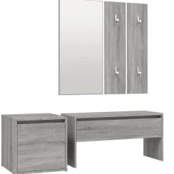 vidaXL Garderobe set bewerkt hout grijs sonoma eikenkleurig