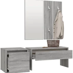 vidaXL Garderobe set bewerkt hout grijs sonoma eikenkleurig
