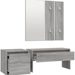 vidaXL Garderobe set bewerkt hout grijs sonoma eikenkleurig