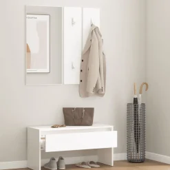 vidaXL Garderobe set bewerkt hout wit