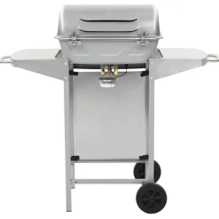 vidaXL Gasbarbecue en grill met 2 kookzones roestvrij staal zilver