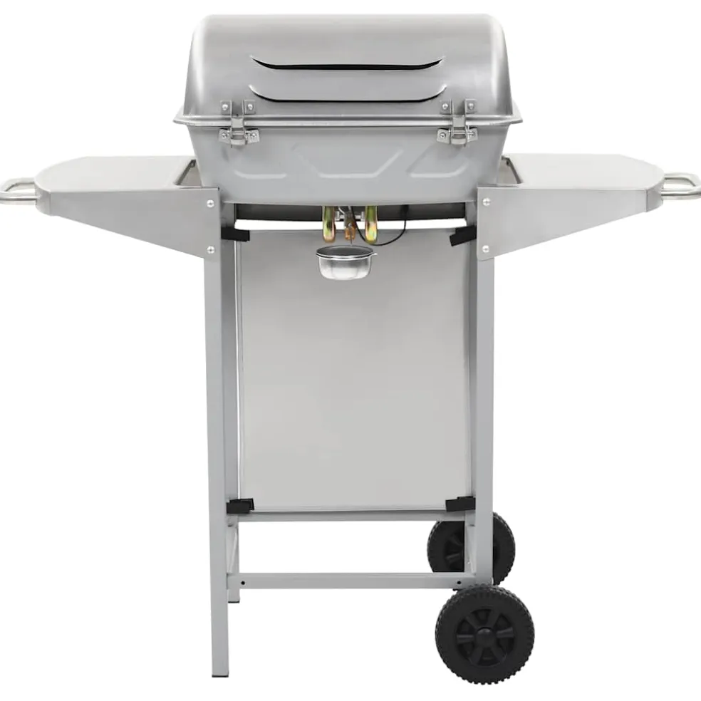 vidaXL Gasbarbecue en grill met 2 kookzones roestvrij staal zilver