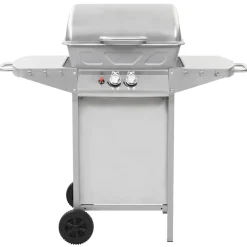 vidaXL Gasbarbecue en grill met 2 kookzones roestvrij staal zilver