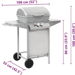 vidaXL Gasbarbecue en grill met 2 kookzones roestvrij staal zilver