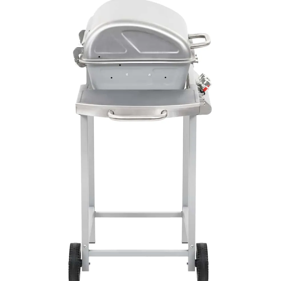 vidaXL Gasbarbecue en grill met 2 kookzones roestvrij staal zilver