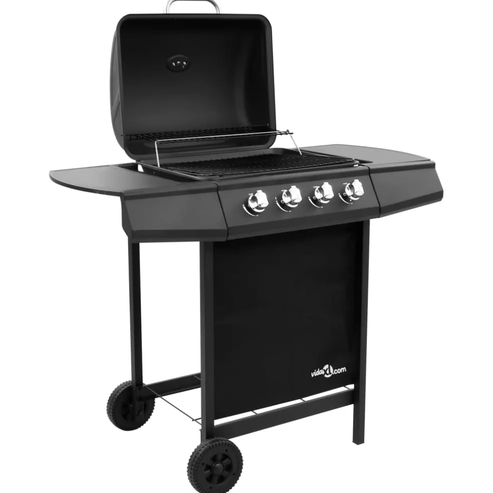 vidaXL Gasbarbecue-grill met 4 branders zwart