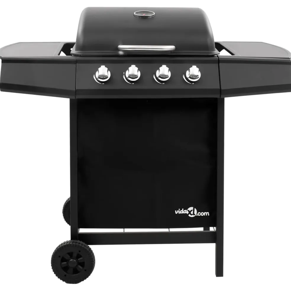 vidaXL Gasbarbecue-grill met 4 branders zwart