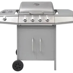 vidaXL Gasbarbecue 4+1 kookzone zilver