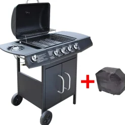 vidaXL Gasbarbecue 4+1 kookzone zwart