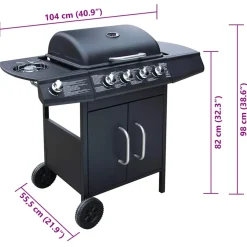 vidaXL Gasbarbecue 4+1 kookzone zwart