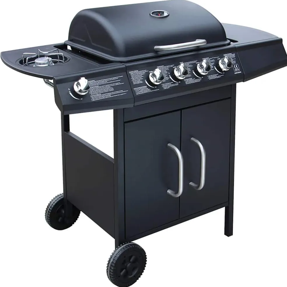 vidaXL Gasbarbecue 4+1 kookzone zwart