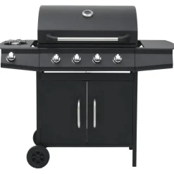 vidaXL Gasbarbecue 4+1 kookzone staal zwart