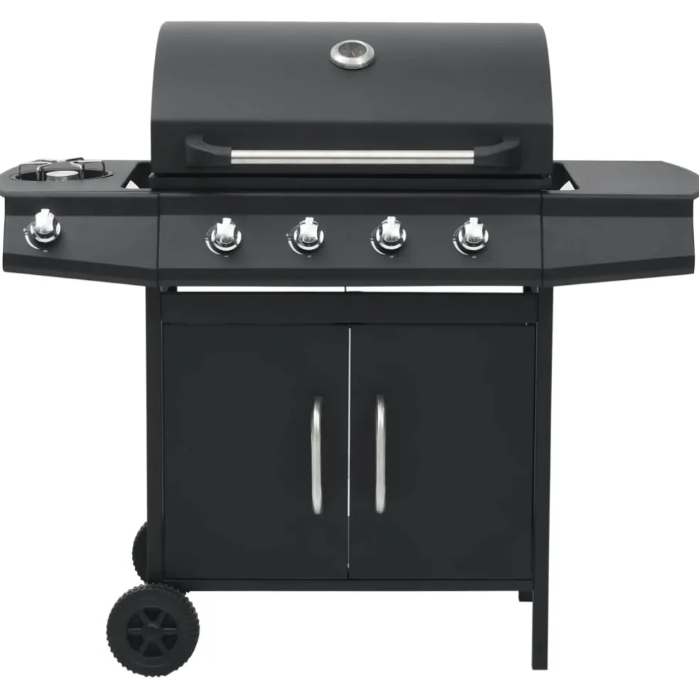 vidaXL Gasbarbecue 4+1 kookzone staal zwart