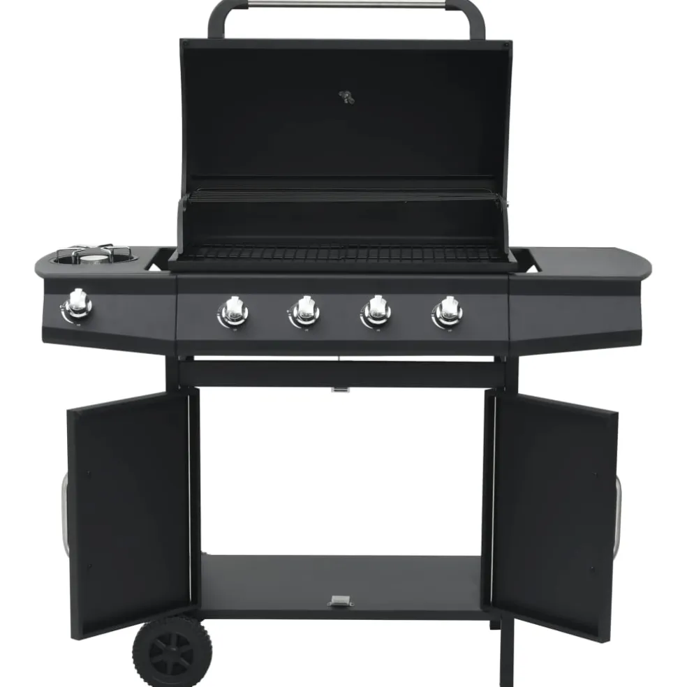 vidaXL Gasbarbecue 4+1 kookzone staal zwart