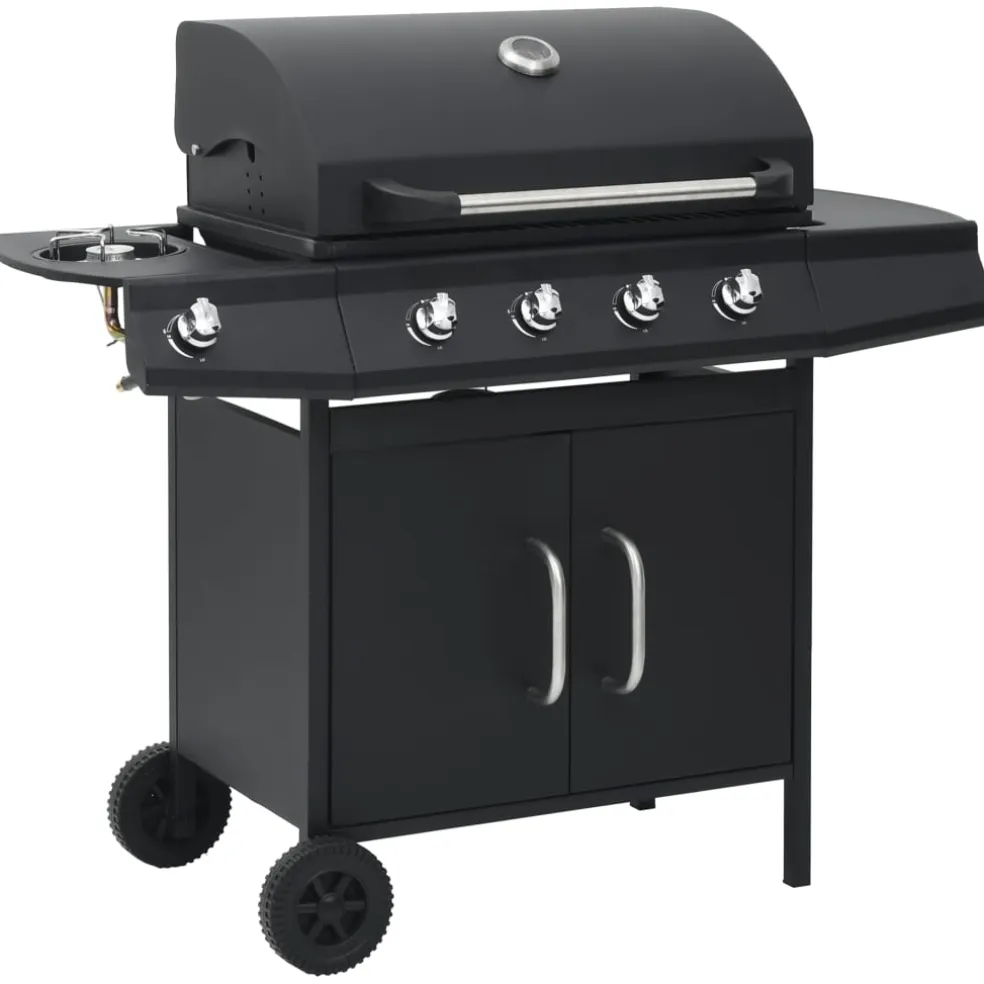 vidaXL Gasbarbecue 4+1 kookzone staal zwart