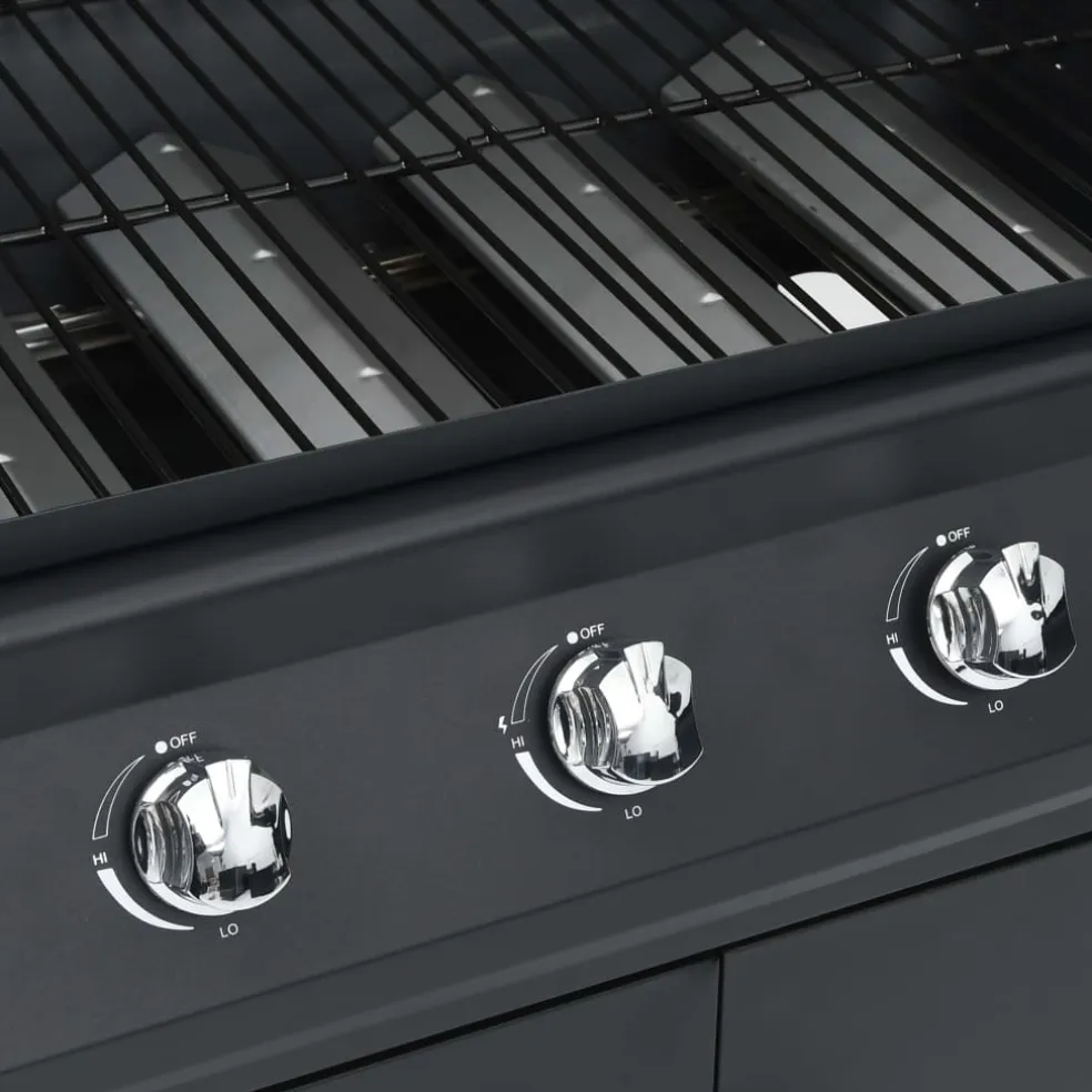 vidaXL Gasbarbecue 4+1 kookzone staal zwart